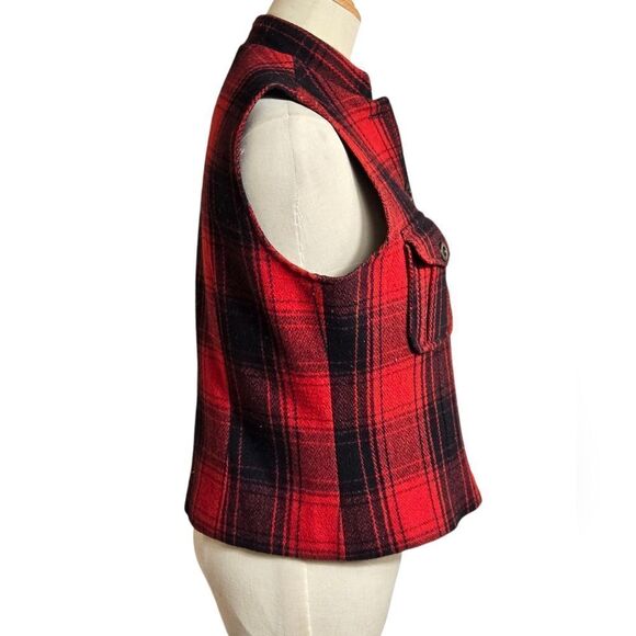 Breeches Vintage Red Plaid Wool Blend Vest - Picture 2 of 6